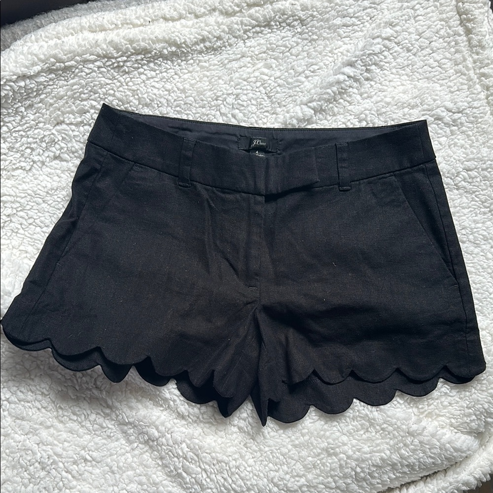 J. Crew Black High Waist Scalloped Shorts
